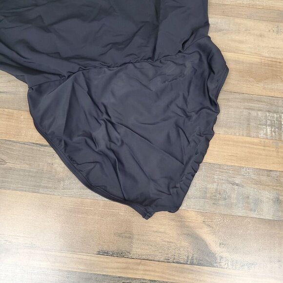 Ocean Dream Black Drawstring Bikini Bottom Skirt Aqua Bead Accent Size 14 - Picture 4 of 8